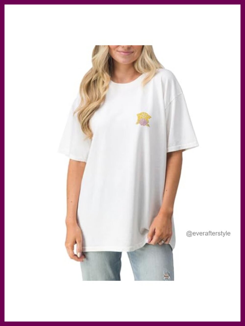 Women's Oversized Boyfriend Graphic T-Shirt with Surf Vibes